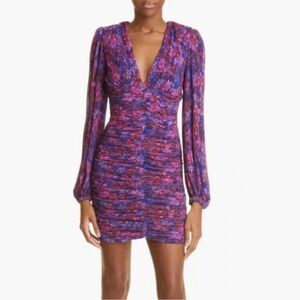 Rebecca Vallance Cherry Bomb Floral Mini Dress Women’s 4 Navy Blue Pink Rouched